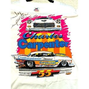 Vintage Charles Carpenter 55 Chevy Drag Racing Men's Large Single Stitch NHRA